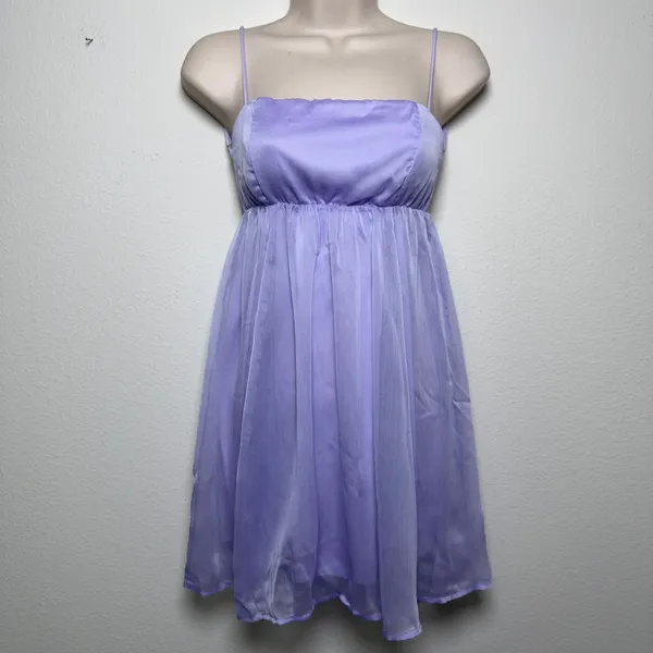 Lucy in the‎ Sky Women Coquette Babydoll Dress Small Purple Chiffon Girlcore - Image 3