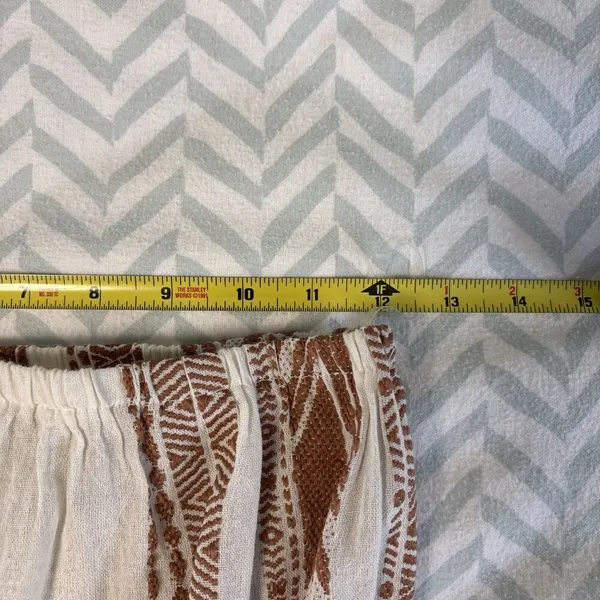 ELAN‎ Small Tan Beige Striped Linen Strapless Wide Leg Cropped Jumpsuit Lounge - Image 4