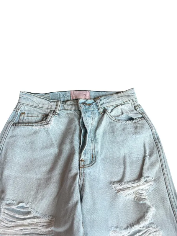 Revice High Waisted Straight Leg Jeans Distressed Denim Light Wash Size 26 Women - Image 2