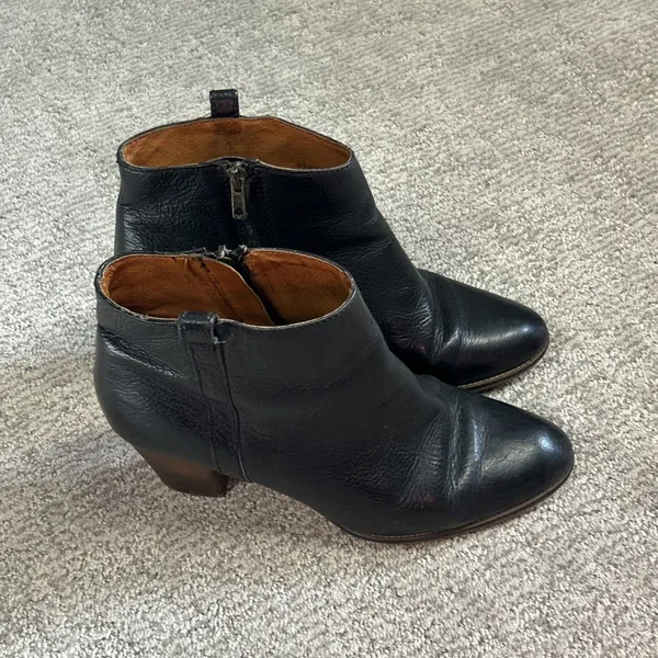 Madewell The Billie Ankle Boots Womens 9 Black Leather Stacked Block Heel - Image 3