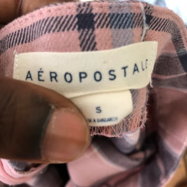Aeropostale Pink blue plaid mini short pleated flounce skirt Early 2000s (size S) - Image 4