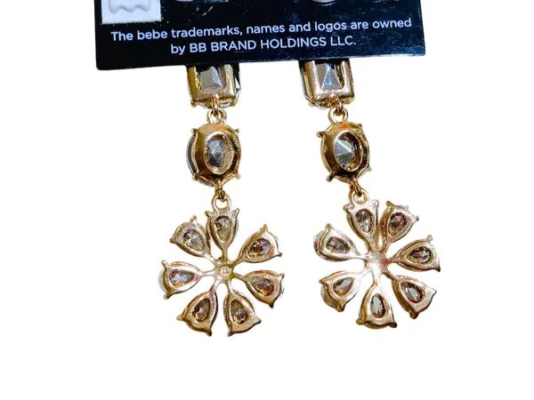 Bebe Sparkling Flower Crystal Rhinestone Floral Dangle  - Image 8