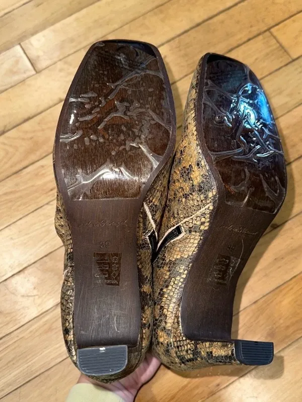 Free People Snake Print Leather Ankle Boots Size 39 US 8.5–9 - Image 5