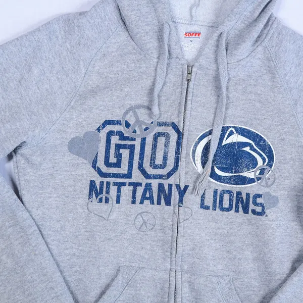 Soffe Penn State Nittany Lions Hoodie Women's Med Gray Zip Up Graphic Fleece Y2K - Image 3