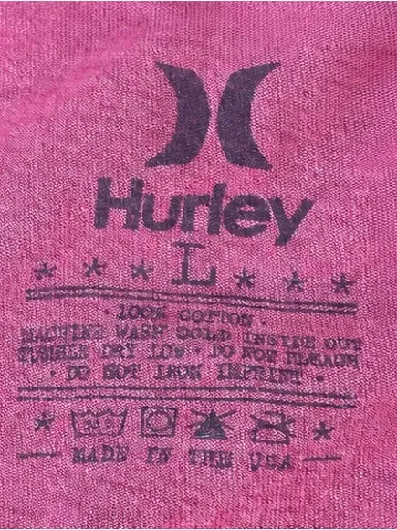 Hurley Women’s Pink Graphic Long Sleeve Tee Large Floral Logo Lightweight Shirt - Image 4