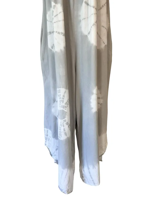 Three Birds Nest Cotton Light Grey Tie Dye Flowy Jumpsuit - Image 4