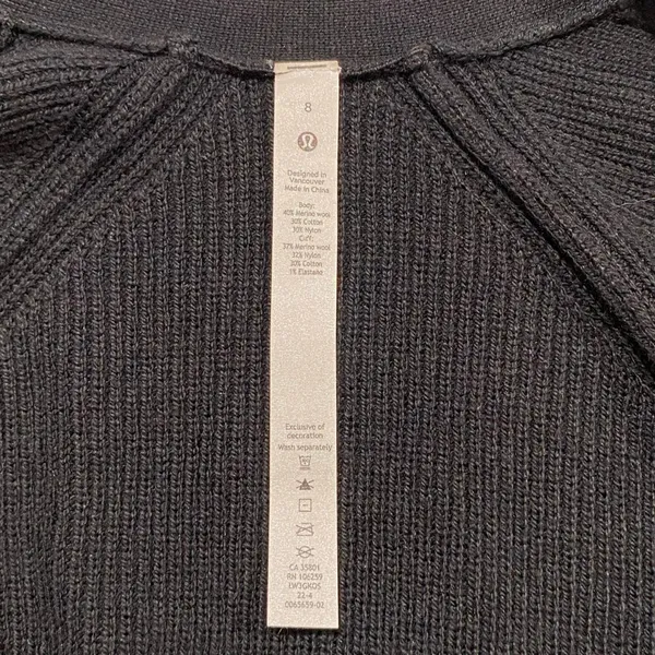Lululemon Black Merino Wool Button Front Cardigan Sweater Size 8 - Image 4