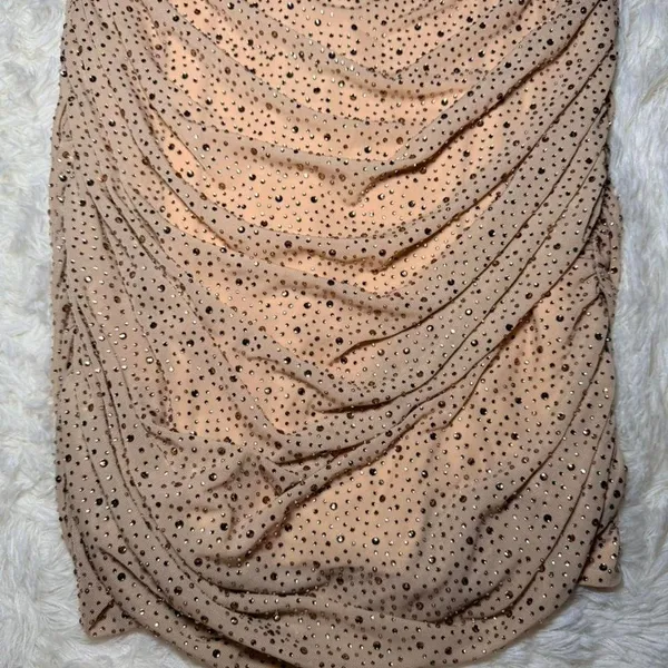 Oh Polly Embellished Gold Dress Bodycon Sweetheart‎ ( few stones off ) USA 8 - Image 4