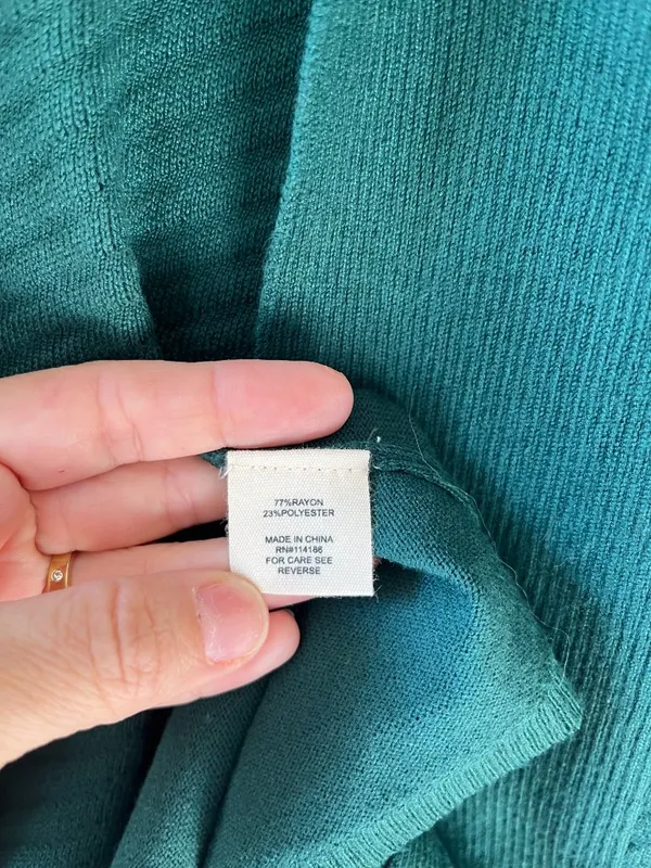 Dress Barn Retrology Sz M Green‎ Stretch Open Cardigan Sweater Long Sleeves - Image 6