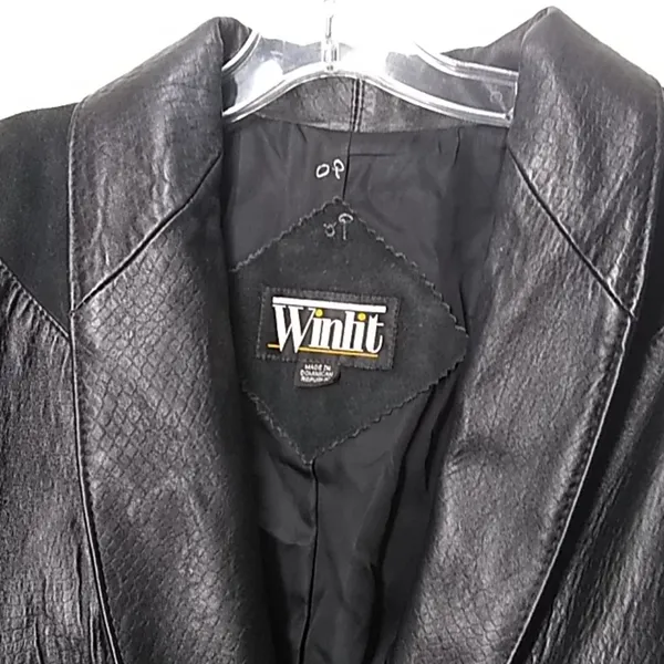 FINAL MARKDOWN Ladies' Winlit Reptile Print Suede Jacket medium Black - Image 2