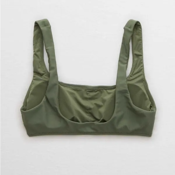 Aerie Womens Olive Green Wide Strap Scoop Bikini Swim Top - Image 4