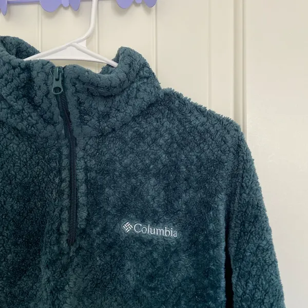 EUC Columbia women’s green‎ teal soft plush textured zip jacket medium - Image 2