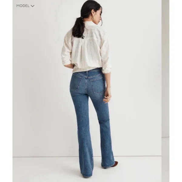 Madewell Skinny Flare Jeans High Rise Medium‎ Wash Blue Denim Size 27 - Image 2