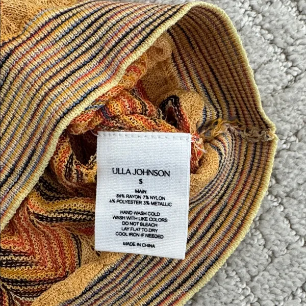 Ulla Johnson Priscilla Chevron Puff Sleeve Knit short sleeve yellow blue zigzag - Image 11