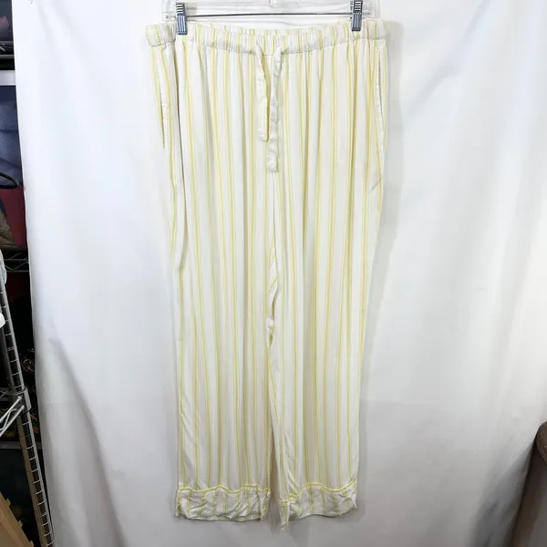 Martha Stewart Large Pajama Set Yellow White‎ Striped Rayon Short Sleeve 497 - Image 6