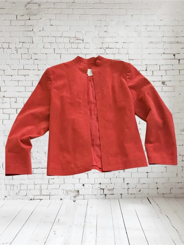 70’s retro Red Ultrasuede jacket with a boho vibe, size M - Image 3
