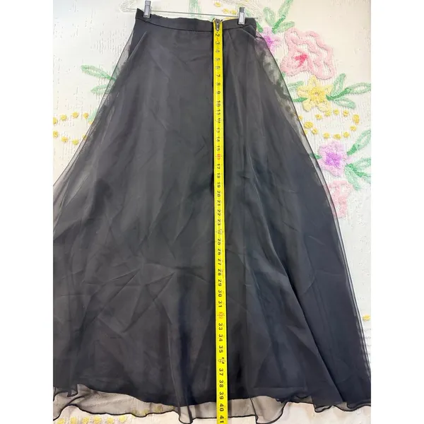 Vintage After Dark Black Sheer Overlay Maxi Skirt Size 9-10 Formal Evening Goth‎ - Image 3