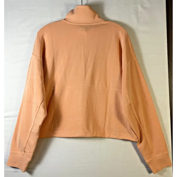 Athleta Seasoft‎ Rib 1/4 Zip Popover Sweatshirt Apricot Orange Women Large NEW - Image 2