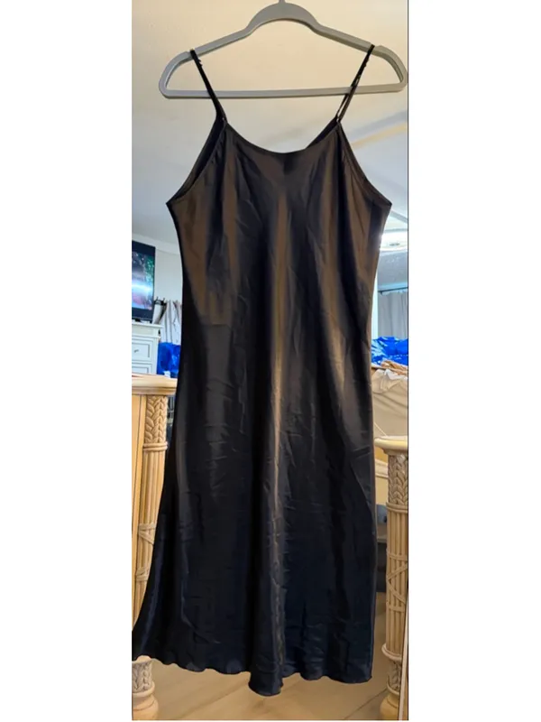 NEW Black Chemise Slip Midi Dress XL - Image 2