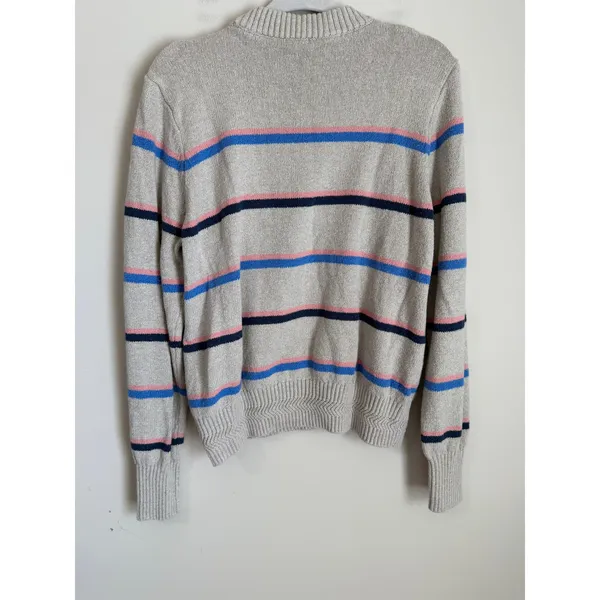 Faherty Striped Crewneck Sweater Womens XL Rainbow Stripe Coastal Cotton - Image 6