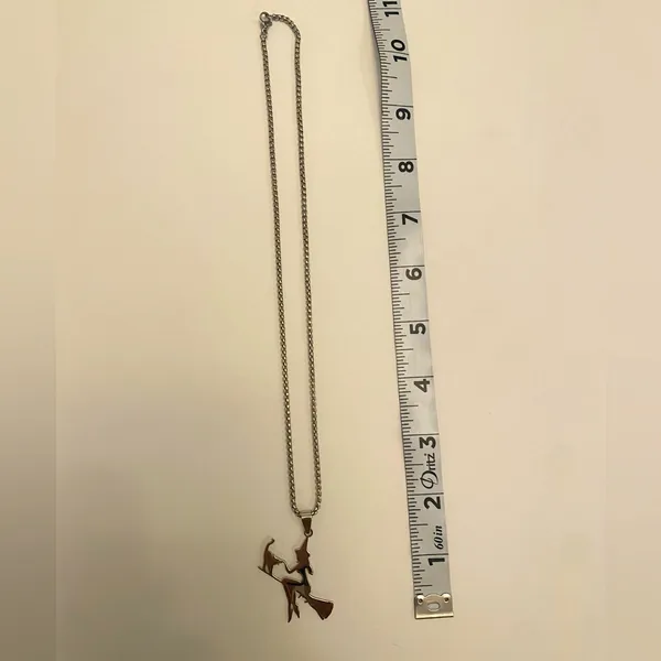 Witch Broom Cat Pendant Necklace Women Witchcraft Silvery Color Hollow Out‎ - Image 11