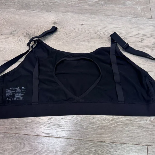 Momcozy Hands Free Nursing Pumping‎ Bra Black Size M Adjustable Wireless Cotton - Image 5