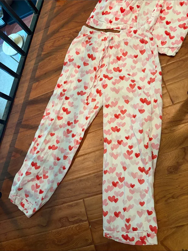Pottery Barn Teen 100% Cotton Multi-Color Heart Two Piece Pajama Set - Image 3