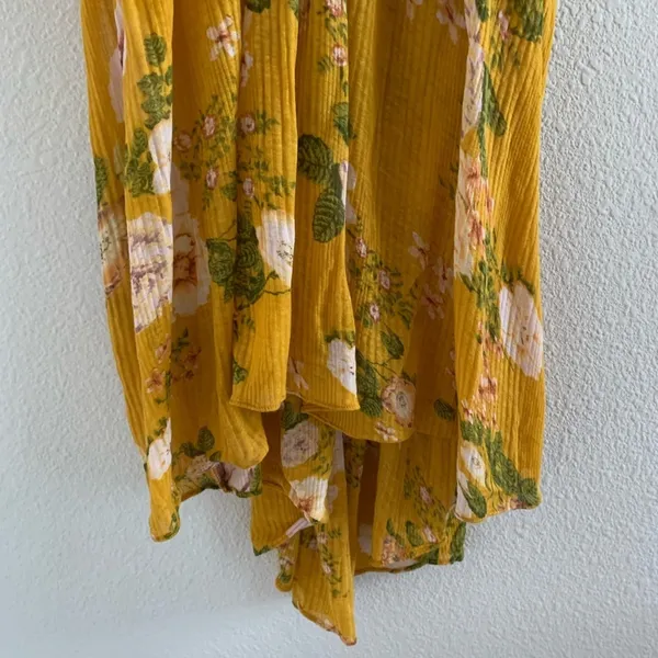 Free People Baby Doll Hi-Low Floral Tunic Boho Mustard Gold Yellow Small - Image 6