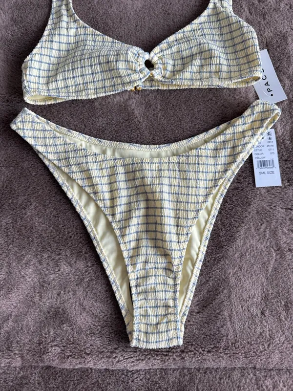 New with tag PacSun Ivory Jade Textured Halter Bikini Set (Top XS- Bottom Small) - Image 3