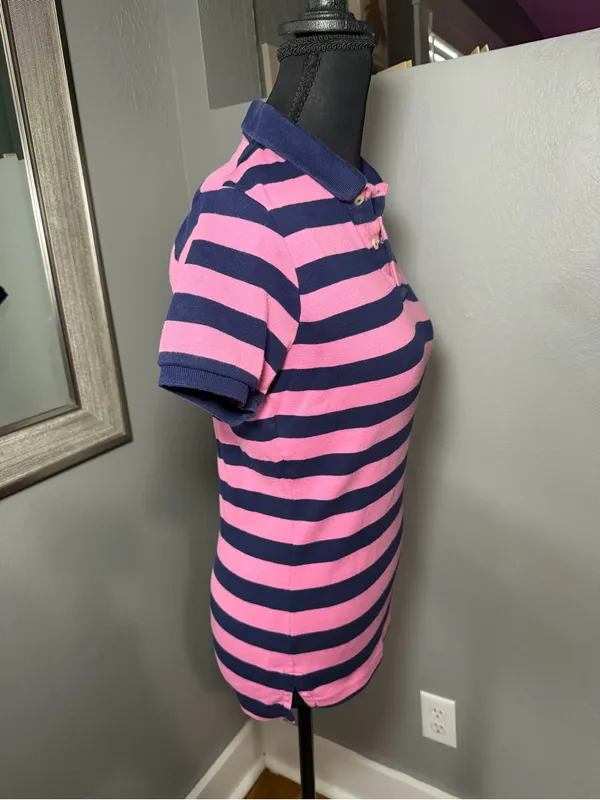 VTG Y2K Ralph Lauren Sport Striped Baby Polo Tee Preppy Medium - Image 6