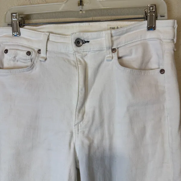 Rag‎ & Bone White Jeans Size 28 Women's Nina High-Rise Ankle Flare Raw Hem - Image 2