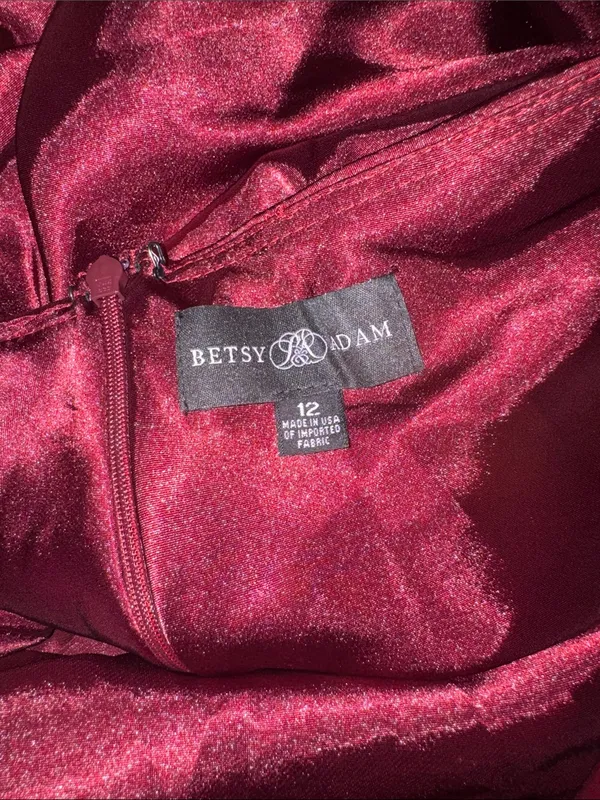 NEW Betsy & Adam Charmeuse Halter burgundy Dress SZ 12 - Image 7