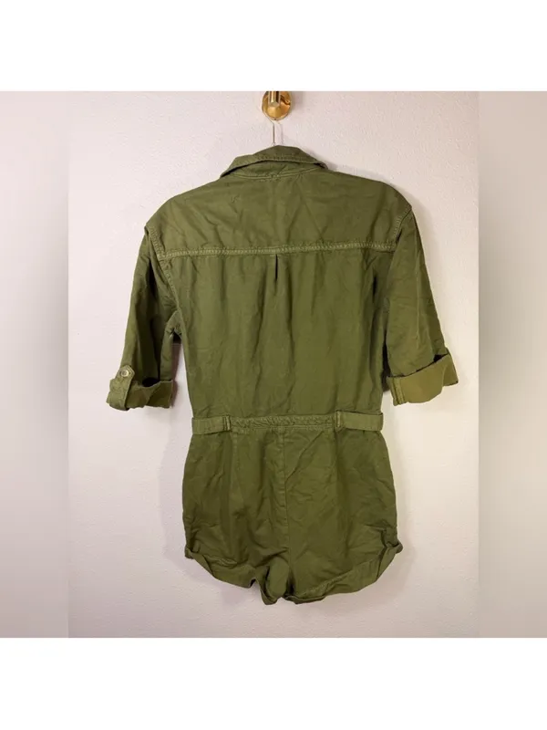 Free People Isla Flight Utility Roll-Up Sleeve Zipper Romper Size 4 - Image 6
