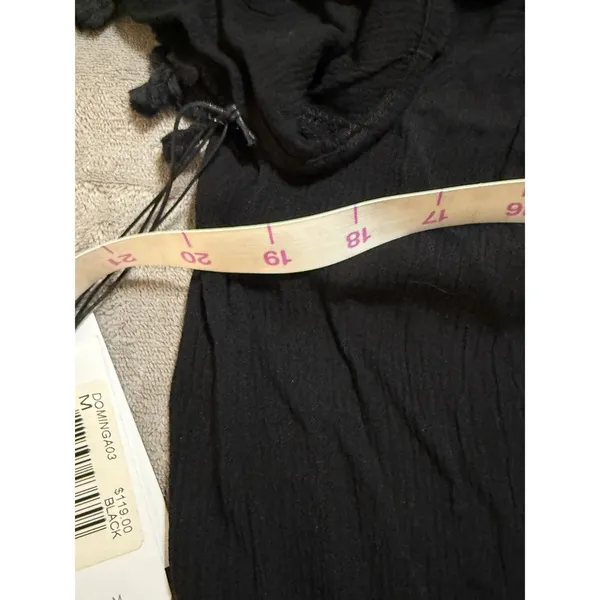 NWT Velvet Black Blouse Teasels Off-Shoulder Bohemian Crop‎ Size Medium - Image 11