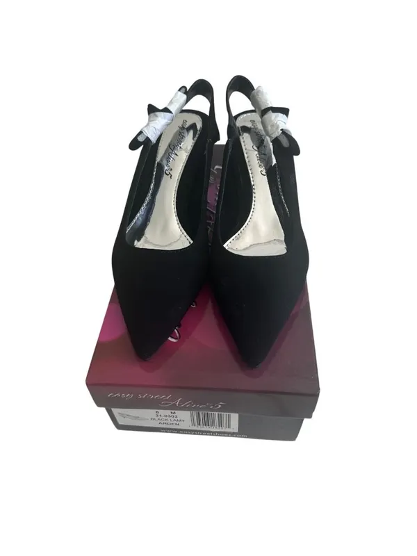 EASY STREET Black Lamy Fabric Slingback Bow Kitten Heels Size 8 NEW NIB - Image 9