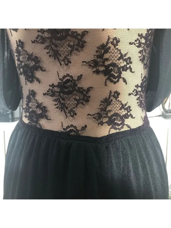 Vintage Black Dress Lace backless Puffed Sleeve whimsigoth dark fairy coquette - Image 5