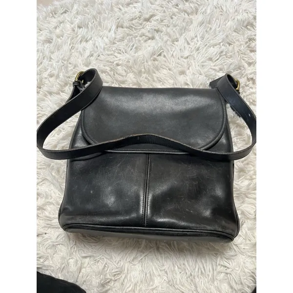 Vintage 90’s Coach Black Flap Leather‎ Bag Made In USA Y2K - Image 15