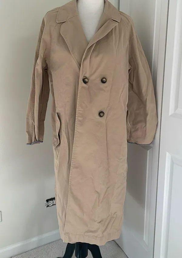 Gorgeous Tan Topshop Long Buttoned Trench Coat - Image 3