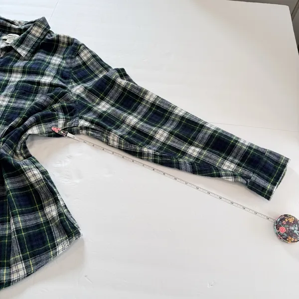 LL Bean Scotch Plaid Cotton Flannel Button Shirt Relaxed Fit 3X Green White - Image 8