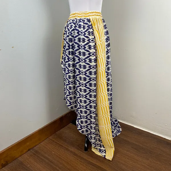 Anthropologie Funktional Silk Bent Stripes Asymmetrical High Low Skirt Medium - Image 7