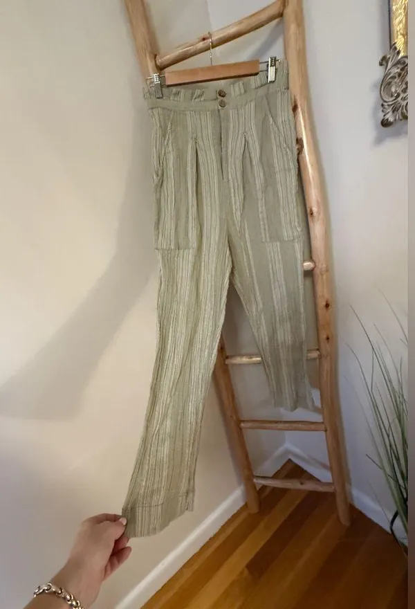 Free People Semi Sweet Cropped Pants in Sage Combo Super High Rise Small - Image 5