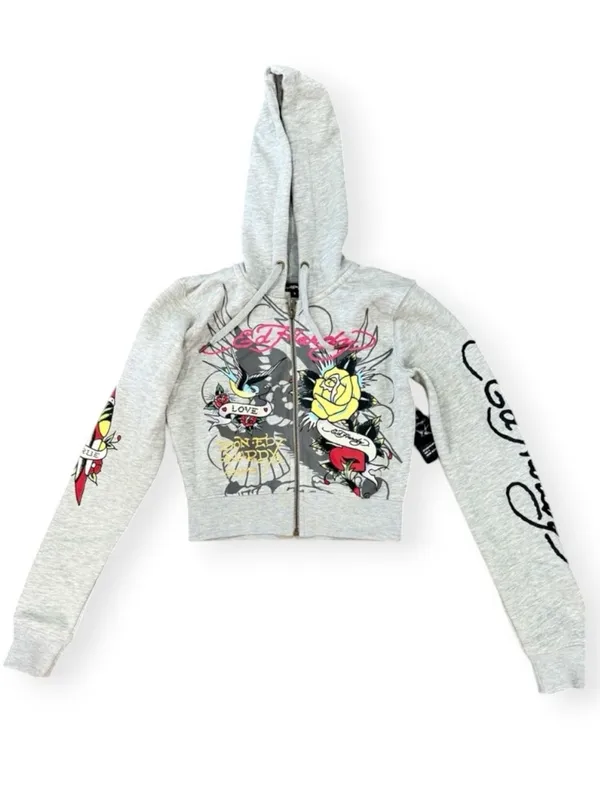 Ed Hardy Rose and Sword Full Zip Hoodie XS - Image 5