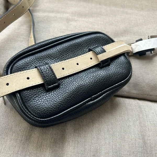 Steve Madden faux leather Black black belt bag waist pack retro moto grunge chic - Image 5