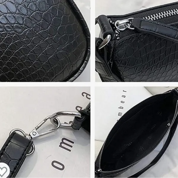 Classic Clutch Shoulder HandBag with‎ Zipper Closure Black - Image 6