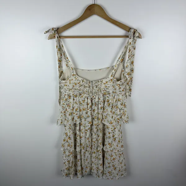 Reformation Avni Floral Tiered Sundress Small Yellow Cottage Feminine Coquette - Image 5