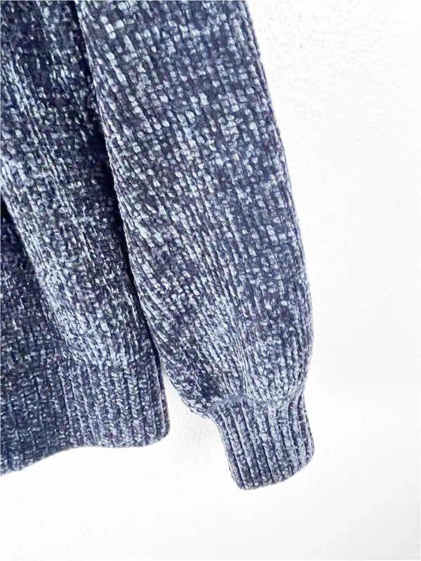 LOFT Black Wash Chenille Mock Neck Long Sleeves Sweater Size Large Cozy Casual - Image 7