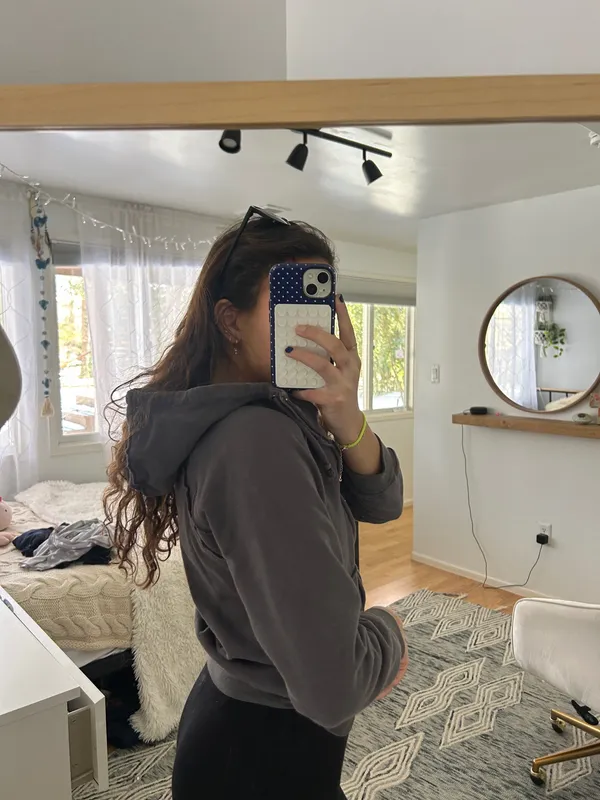 cropped cute grey zip up Gray - Image 4