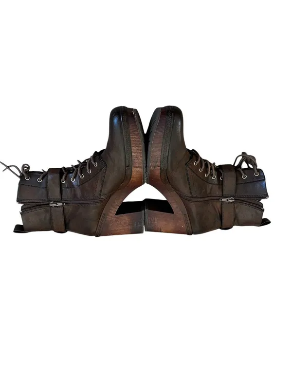 Korks Lace-up Ankle Boots Chunky Heel Platform Goth Grunge Steampunk Gorpcore - Image 4