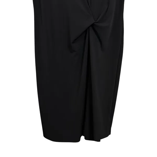 Mossimo Womens Sz L Short Sleeve Black Twist Knot Waist Sheath Dress Below Knee - Image 3