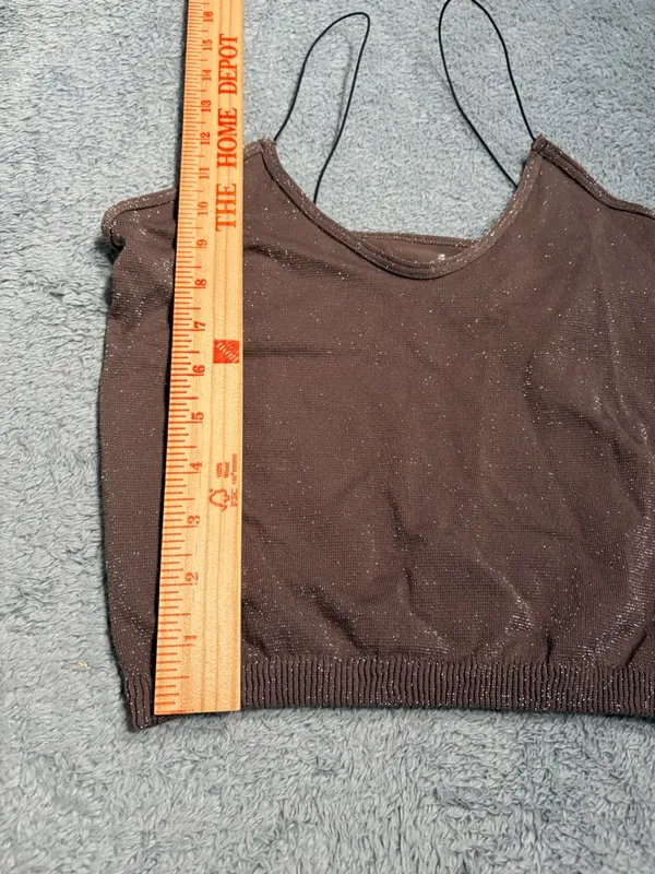 Free people intimately Spaghetti Strap Sparkle Crop Top in Brown M/L - Image 5